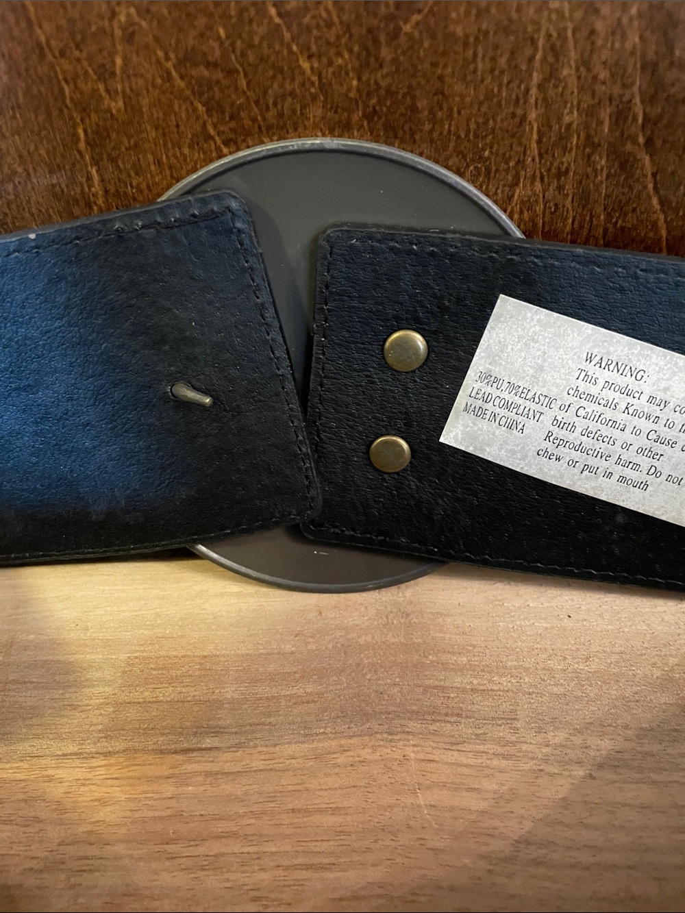 Fusion Clothing Black Elastic Belt with Decorative Gold Medallion - Picture 4 of 5